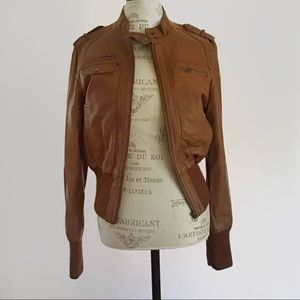 Faux Leather Bomber Jacket